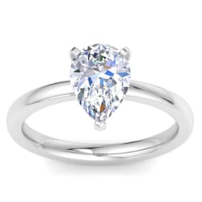 2 Carat Pear Shape Lab Grown Diamond Ring In Sterling Silver, Solitaire