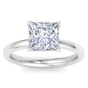3 Carat Princess Cut Lab Grown Diamond Ring In Sterling Silver, Solitaire