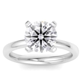 3 Carat Round Shape Lab Grown Diamond Ring In Sterling Silver, Solitaire
