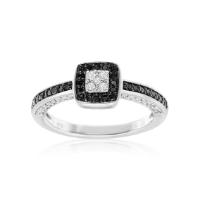 .40ct White and Black Diamond Engagement Ring in Sterling Silver