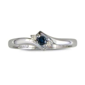 Dainty Bypass Sapphire and Diamond Ring in 10k White Gold