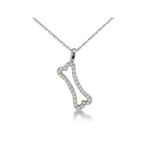 Estate Jewelry 1/6ct Diamond Doggie Bone Pendant in White Gold