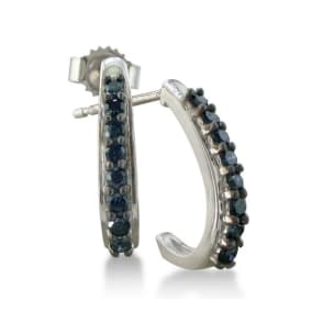 Estate Jewelry 1/3ct Sapphire J-Hoop Earrings, Sterling Silver