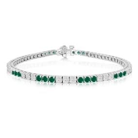 5 Carat Emerald and Diamond Bracelet In 14 Karat White Gold