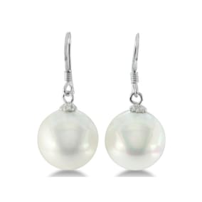 Pearl Drop Earrings With 12MM Shell Pearls In Sterling Silver