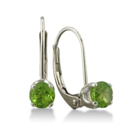 Savvy shoppers will appreciate these beautiful peridot earrings.  The peridot leverback earrings are crafted in shiny 14k white gold.   Perfect for those August babies!