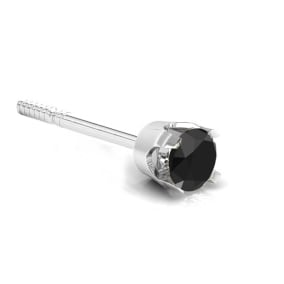 1/2ct Black Single Diamond Stud Earring in 14k White Gold