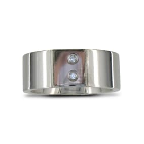 Modern Titanium Wedding Band With 2 Diamonds, Size 7.5 to 14