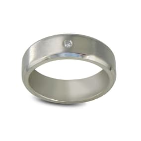 Modern Titanium Wedding Band With 1 Diamond, Size 7.5 to 14