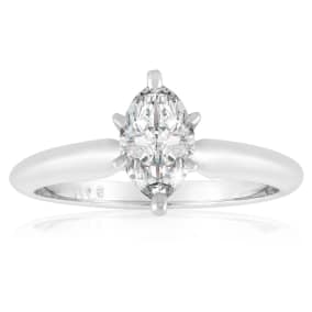 3/4 Carat Natural Marquise Diamond Engagement Ring In 14 Karat White Gold