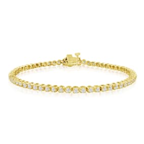 2 1/2 Carat Natural Diamond Tennis Bracelet In 14 Karat Yellow Gold, 9 Inches