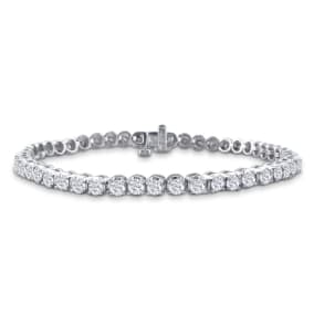3 3/4 Carat Natural Diamond Tennis Bracelet In 14 Karat White Gold, 9 Inches