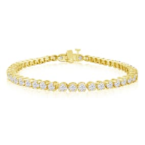 6 1/4 Carat Natural Diamond Tennis Bracelet In 14 Karat Yellow Gold, 9 Inches