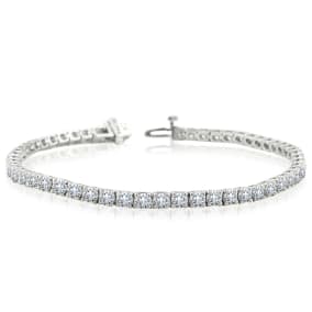 7 Carat Round Diamond Tennis Bracelet In 14 Karat White Gold, 7 Inches