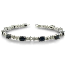 Estate Jewelry 7 1/2ct Sapphire and Diamond Bracelet in Sterling Silver