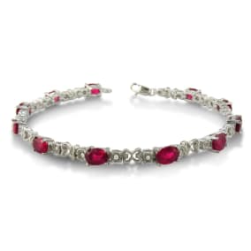 Estate Jewelry 7 1/2ct Ruby and Diamond Bracelet in Sterling Silver
