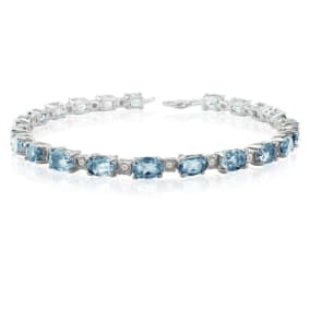 Estate Jewelry 10 Carat Aquamarine and Diamond Bracelet in Sterling Silver