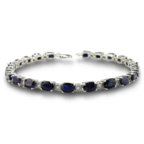 Estate Jewelry 15 Carat Sapphire and Diamond Bracelet in Sterling Silver
