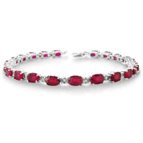Estate Jewelry 15 Carat Ruby and Diamond Bracelet in Sterling Silver