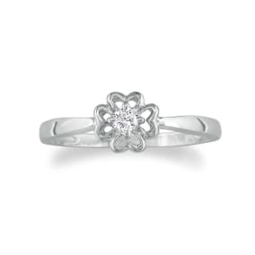 Flower Shaped Diamond Promise Ring in Solid 10K White Gold