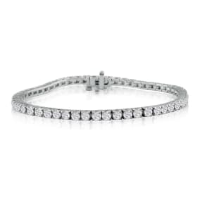 6 1/2 Carat Natural Diamond Tennis Bracelet In 14 Karat White Gold, 9 Inches