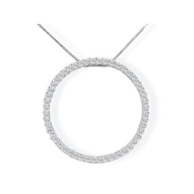 Popular 1/4ct Circle Style Natural Diamond Pendant in 10k White Gold