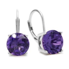 5ct Amethyst Drop Earrings in Solid Sterling Silver.  Very Popular!
