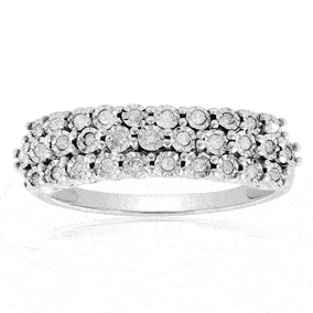 Estate Jewelry 0.15 Carat Diamond Right Hand Ring in Solid Sterling Silver