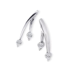 1/4ct Natural Diamond Olive Branch Earrings, 14k White Gold