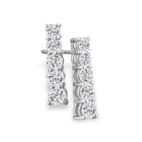 Diamond Drop Earrings: 1/2ct Classic Diamond Line Earrings in 14k White Gold
