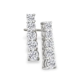 1/2ct Classic Natural Diamond Line Earrings in 14k White Gold