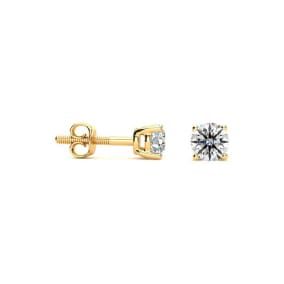 1/4 Carat Round Diamond Stud Earrings In 14 Karat Yellow Gold