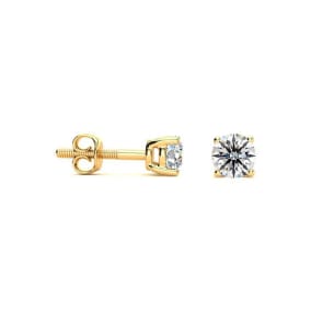 1/3 Carat Natural Round Diamond Stud Earrings In 14 Karat Yellow Gold