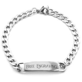 Stainless Steel ID Bracelet With Free Custom Engraving, 7.5 Inches