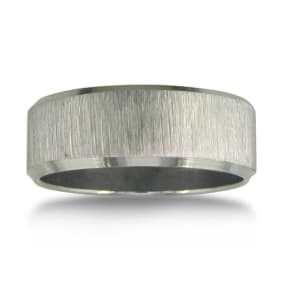 Brushed Finish 7mm Men's Stainless Steel Wedding Band Sizes 8 to 13