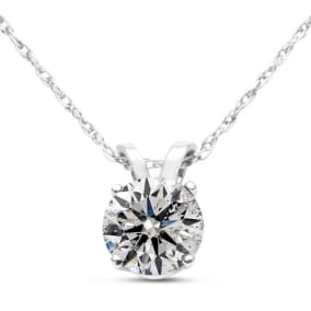 1/2ct Natural Diamond Solitaire Pendant in 14k White Gold, Featured On The Doctors! Beautiful Fiery Natural Diamond Necklace!