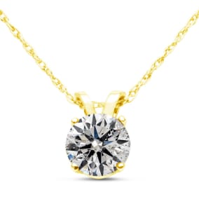 Pretty 1/2ct 14k Yellow Gold Natural Diamond Pendant. Fiery, Amazing Natural Diamond Necklace!