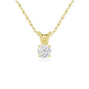 1/6ct 14k Yellow Gold Natural Diamond Pendant, 2 Stars