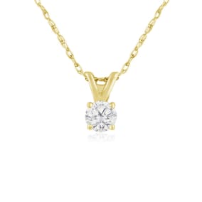 1/6ct 14k Yellow Gold Natural Diamond Pendant, 4 stars