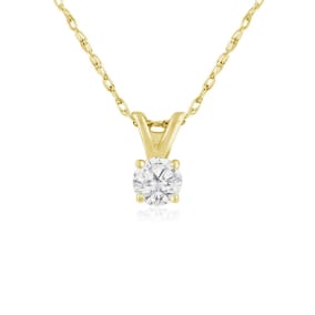 1/6ct 14k Yellow Gold Diamond Pendant, 4 stars