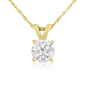 3/8ct 14k Yellow Gold Natural Diamond Pendant, 4 stars