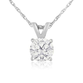 2/3ct 14k White Gold Natural Diamond Pendant, 4 stars