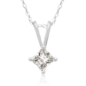1/4ct 14k White Gold Princess Natural Diamond Pendant, Sale Priced.