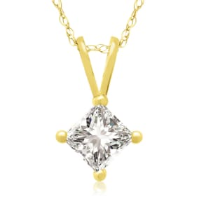 1/2ct 14k Yellow Gold Princess Natural Diamond Pendant