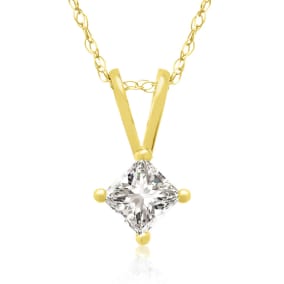 1/4ct 14k Yellow Gold Princess Diamond Pendant