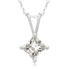 1/2ct 14k White Gold Princess Diamond Pendant