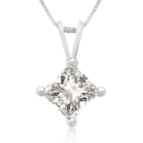 3/4ct 14k White Gold Princess Diamond Pendant