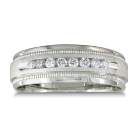 Heavy Mens Wedding Band With 1/4ct Channel Set Diamonds
