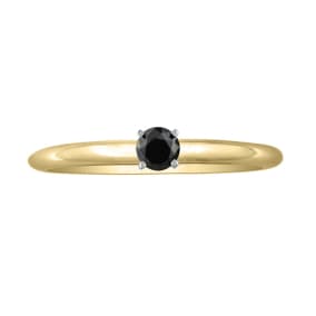 1/10ct Black Diamond Engagement Ring in 10k Yellow Gold
