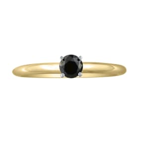 1/3ct Black Diamond Solitaire Ring in 10k Yellow Gold